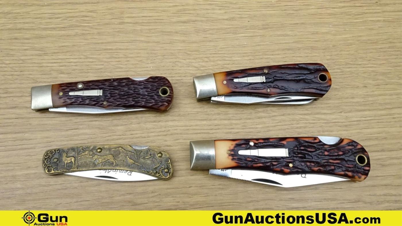 Remington, Winchester Knives. Excellent. Lot of 10; 4 Remington Pocket Knives, 6 Winchester Folding