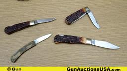 Remington, Winchester Knives. Excellent. Lot of 10; 4 Remington Pocket Knives, 6 Winchester Folding