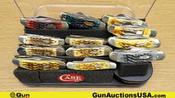 Case Knives. Like New. Lot of 12; Pocket Knives in Display Case.. (67736)