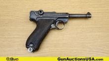 Deutsche Waffen und Munitionsfabriken (DWM) P08 9MM LUGER COLLECTOR'S Pistol. Good Condition. 4" Bar
