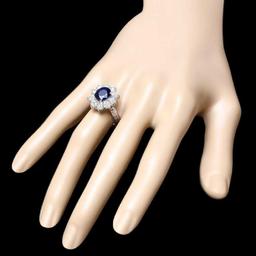 14K White Gold 2.27ct Sapphire and 1.94ct Diamond Ring