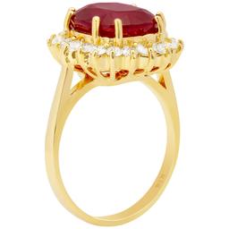 14k Yellow Gold 6.16ct Ruby 0.81ct Diamond Ring