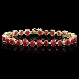 14K Gold 22.95ct Ruby 1.06ct Diamond Bracelet