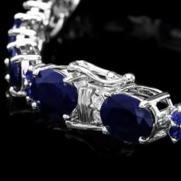 14K Gold 35.14ct Sapphire 0.73ct Diamond Bracelet