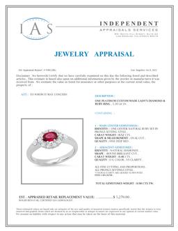 Platinum Setting with 0.52ct Ruby and 0.46ct Diamond Ladies Ring