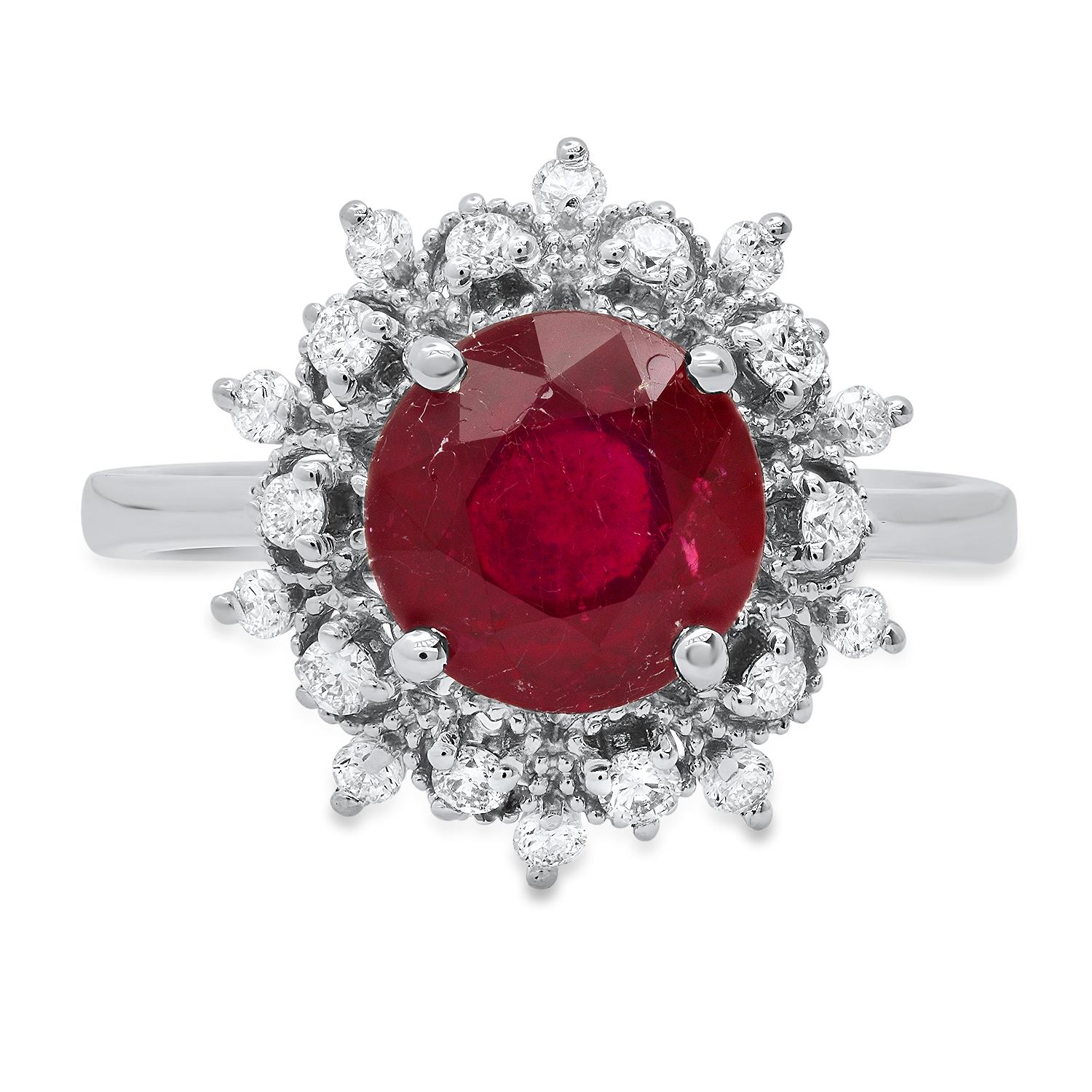 14K White Gold Setting with 2.20ct Ruby and 0.48ct Diamond Ladies Ring