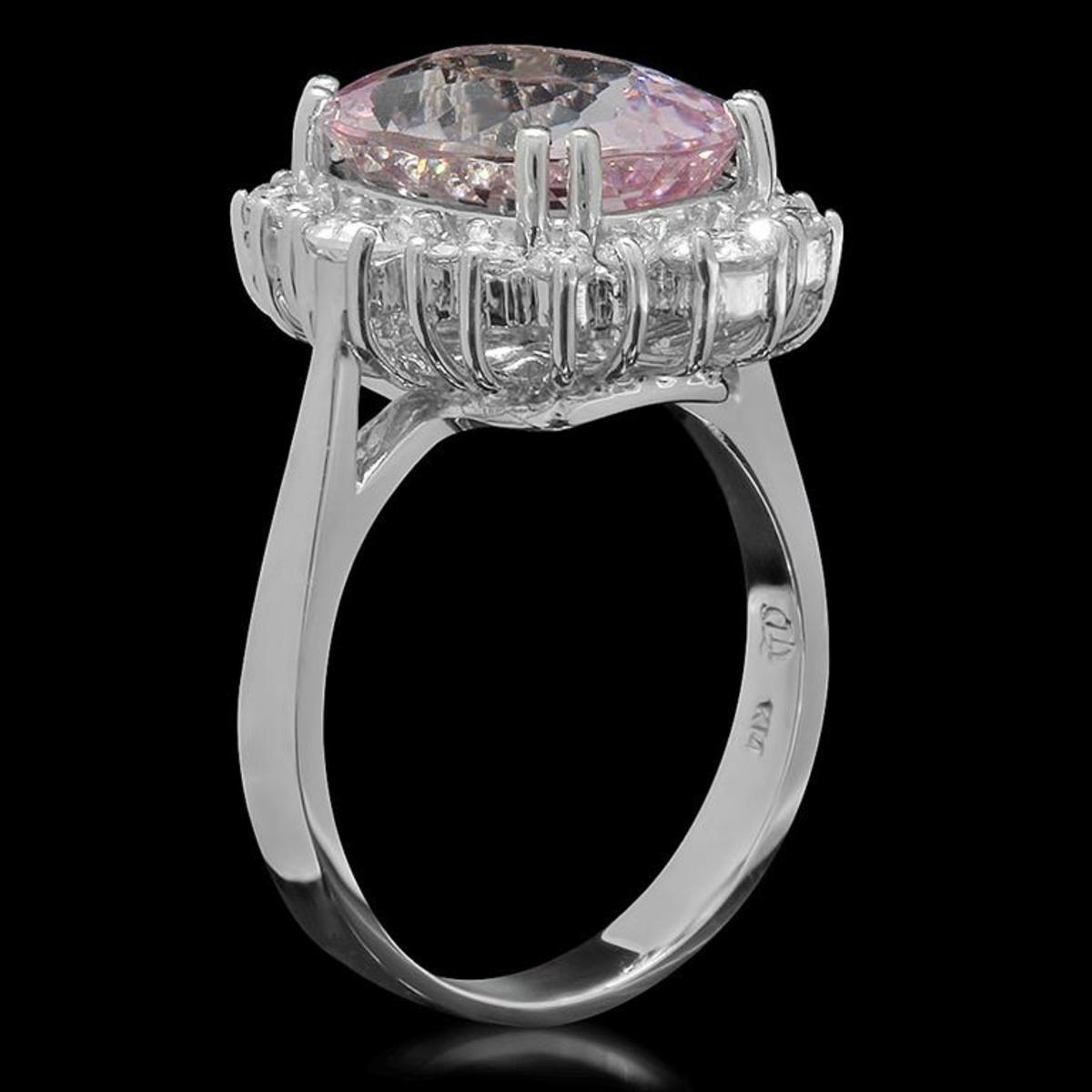 14K White Gold 5.43ct Morganite and 1.13ct Diamond Ring