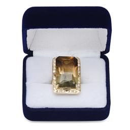 14K Yellow Gold Setting with 33.10ct Citrine and 1.14ct Diamond Ring