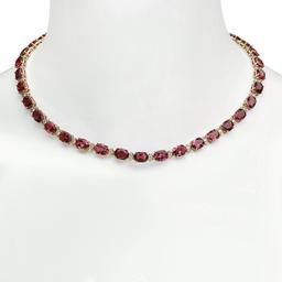 14K Gold 44.90ct Tourmaline 2.00ct Diamond Necklace