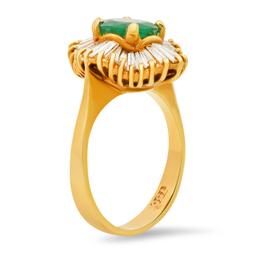 18K Yellow Gold Setting with 1.00ct Emerald and 0.50ct Diamond Ring