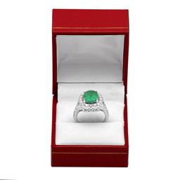 14k White Gold 3.02ct Emerald 1.03ct Diamond Ring