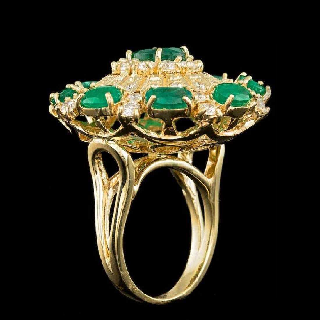 14K Yellow Gold 4.87ct Emerald and 1.99ct Diamond Ring