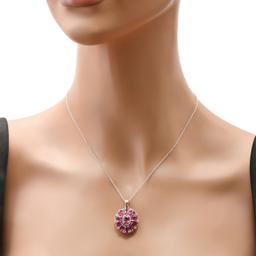 14K White Gold Setting with 6.9ct Ruby and 0.68ct Diamond Pendant