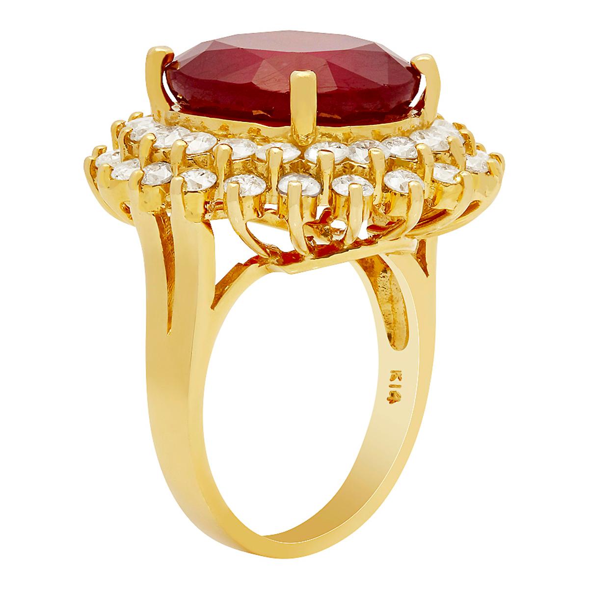 14k Yellow Gold 14.83ct Ruby 2.41ct Diamond Ring