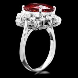 14K White Gold 8.87ct Zircon and 0.90ct Diamond Ring