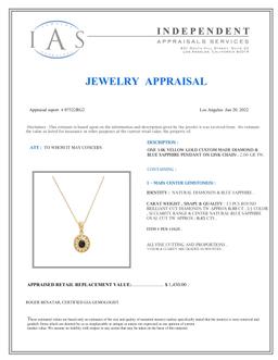 14K Yellow Gold Setting with 0.45ct Sapphire and 0.30ct Diamond Pendant