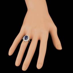 14K White Gold 3.79ct Sapphire and 1.13ct Diamond Ring