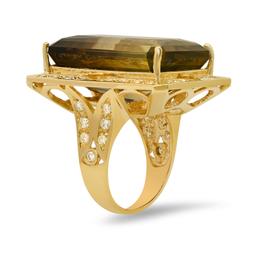 14K Yellow Gold Setting with 33.10ct Citrine and 1.14ct Diamond Ring