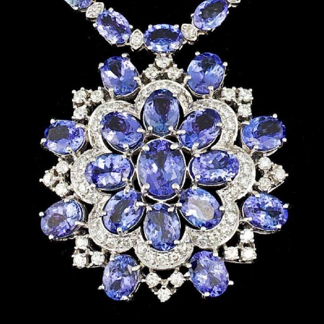 14K White Gold 52.90ct Tanzanite and 5.14ct Diamond Necklace