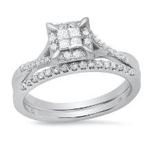 10K White Gold Two Ring Set with 0.41ct Diamond Ladies Ring