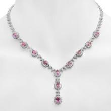 18K Gold 7.89ct Pink Sapphire 7.42ct Diamond Necklace