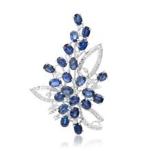 14K White Gold Setting with 9.68ct Sapphire and 0.42ct Diamond Broach