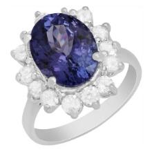 14k White Gold 5.16ct Tanzanite 1.01ct Diamond Ring