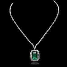 18K White Gold 21.36ct Tourmaline and 8.0ct Diamond Necklace