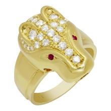 14k Yellow Gold 0.05ct Ruby 1.07ct Diamond Ring