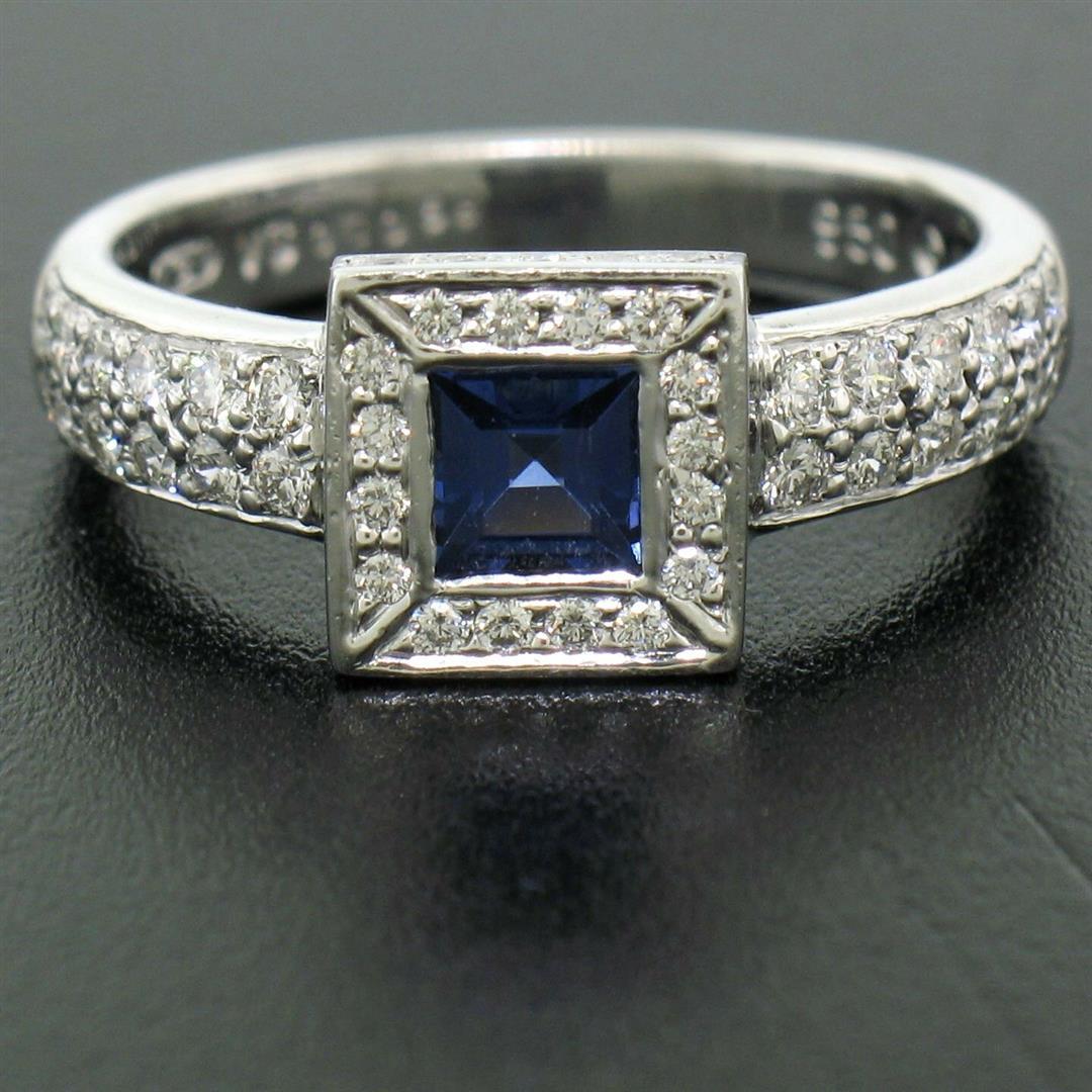 New Platinum Sapphire and Diamond Engagement Ring