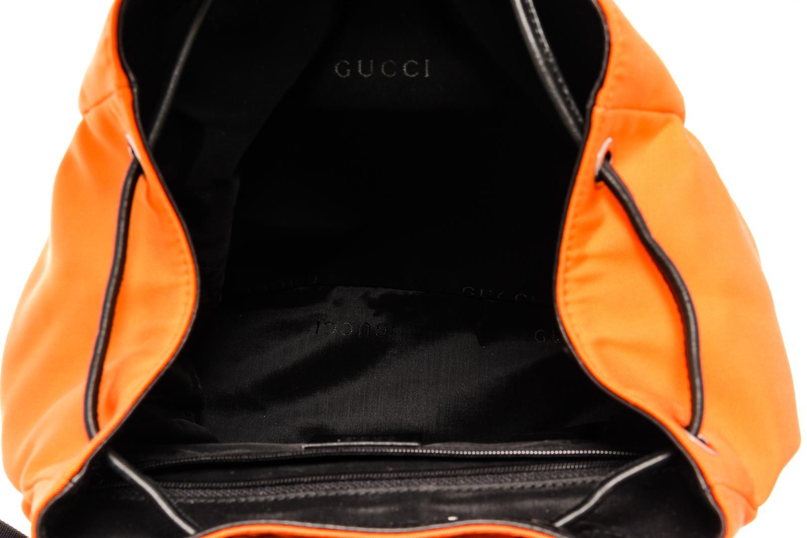 Gucci Black and Orange Leather Nylon Backpack
