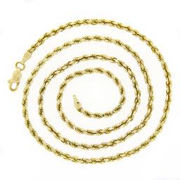 Unisex 14k Yellow Gold 20.25" 2.8mm Solid Rope Chain Necklace w/ Lobster Clasp