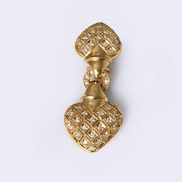 Pair 18k Yellow Gold & Diamond Double Heart Earrings