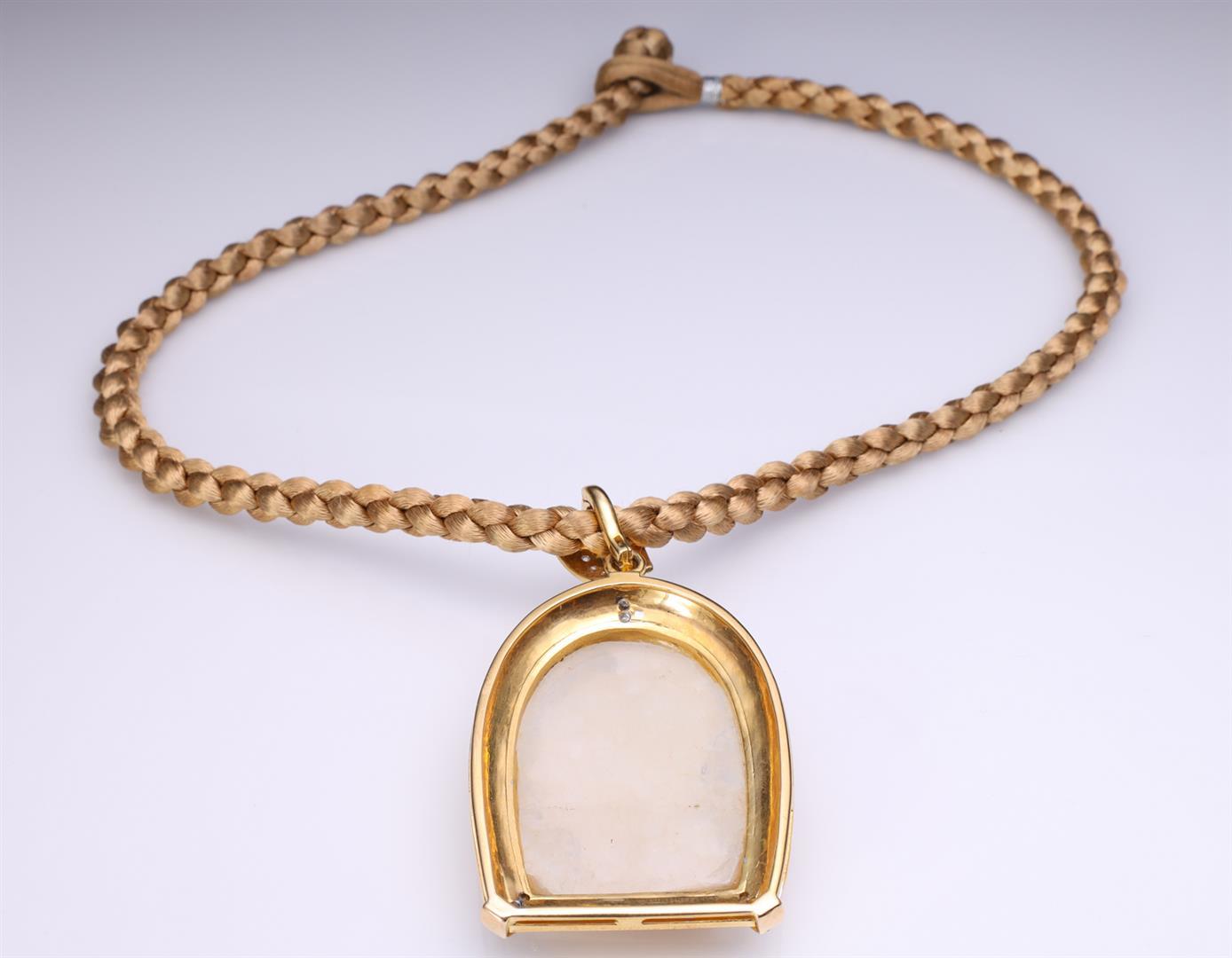 Antique Carved Cameo Agate in Later 18K Yellow Gold and Diamond Mount