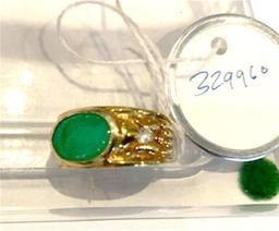 A Fine 18k Yellow Gold Jadeite & Diamond Dress Ring