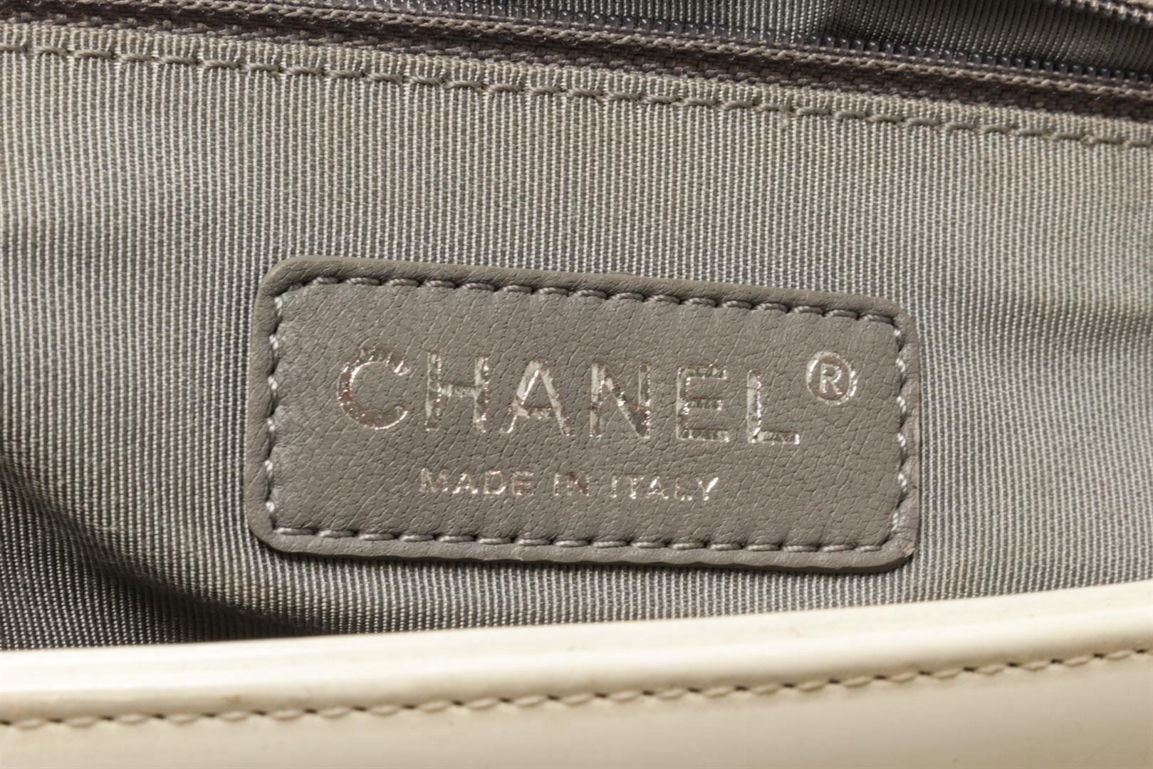 Chanel White Patent Leather Large Boy Shoulder Bag