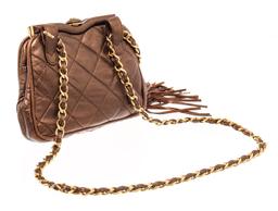 Chanel Brown Leather Mini Kisslock Shoulder Bag