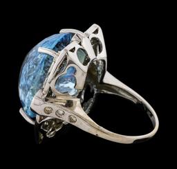 32.63 ctw Aquamarine and Diamond Ring - 14KT White Gold