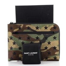 Saint Laurent Stars Portfolio Clutch Camouflage Suede