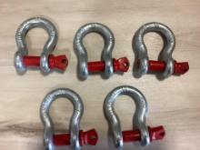 (Inv.222) 5 - New Unused Diggit 3/4" Pin Anchor Shackles