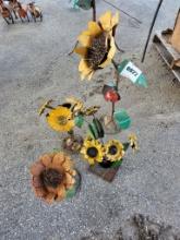 (4) Sunflower Yard Art