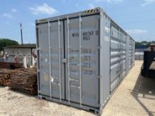 One Trip 40' High Cube Shipping Container with 2 Large Side Doors and Set of End Doors #17670