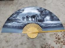 5FT LARGE HAND PAINTED BAMBOO FAN