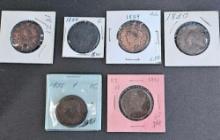 6 U.S. LARGE ONE CENT PENNIES