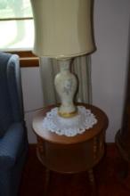 Round End Table & Elec. Lamp