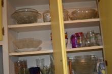 Contents of 3-Upper Cabinets in kitchen & Broom Closet