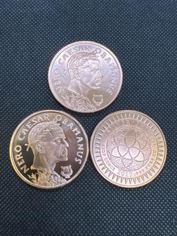 3x 1 Oz .999 Fine Copper Silver Shield Nero Caesar Obamanus Bullion Coins