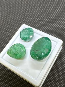 3x Green Emerald Gemstones 35.50 Ct