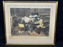 Framed Art W. Dendy Sadler A Little Mortgage Colored Etching Print Catalda Fine Arts 21x25