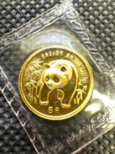 1986 Gold Panda 999 Fine Gold Bullion Coin 1.83 grams